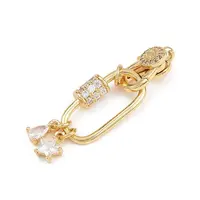 Brass Micro Pave Clear Cubic Zirconia Lobster Claw Clasps