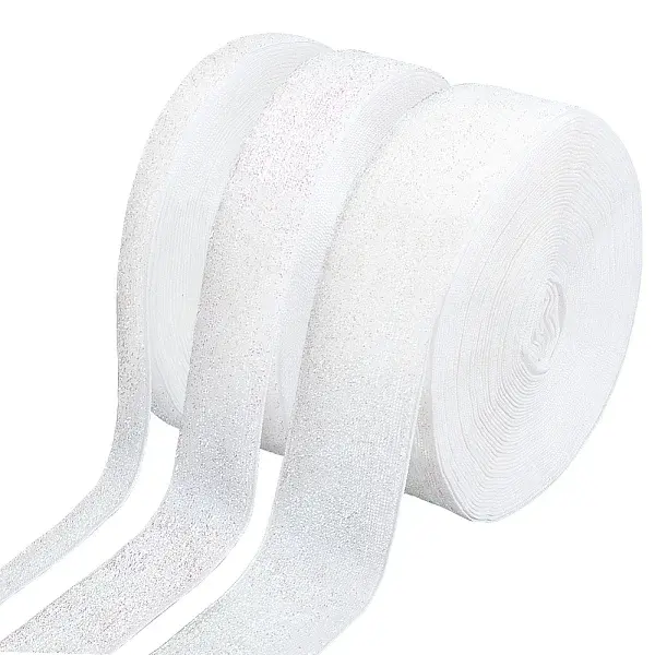 3 Rolls 3 Styles Polyester Ribbon with Glitter Powder