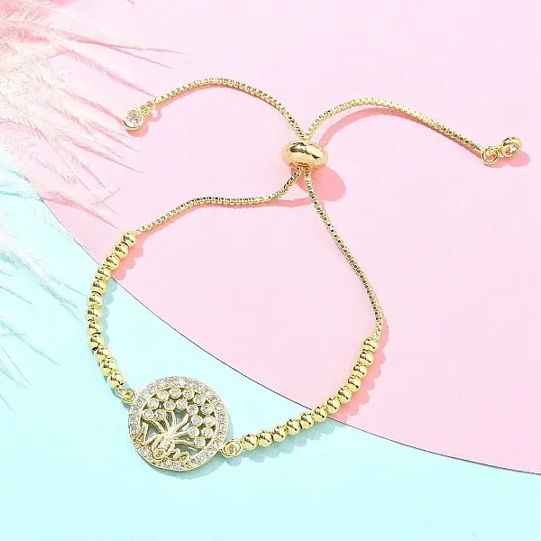 Mother's Day Brass Micro Pave Cubic Zirconia Silder Bracelets for Women