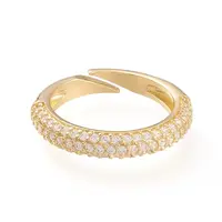 Adjustable Brass Micro Pave Cubic Zirconia Cuff Rings
