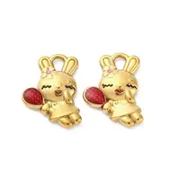 304 Stainless Steel Enamel Rabbit with Mirror Charms