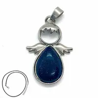 Angel Wings Synthetic Blue Goldstone Teardropt Pendant Necklaces