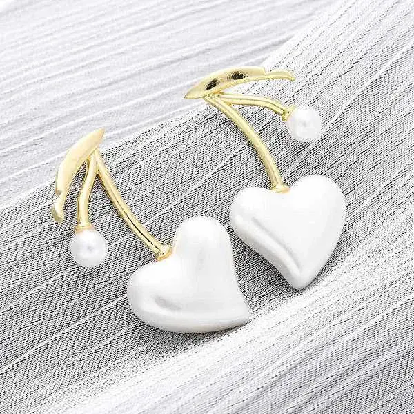 Cherry Brass Stud Earrings