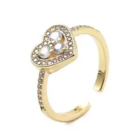 Brass Micro Pave Cubic Zirconia Cuff Rings for Women