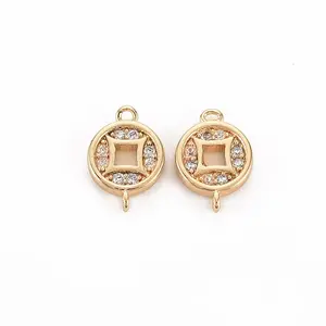 Brass Micro Pave Clear Cubic Zirconia Link Connectors