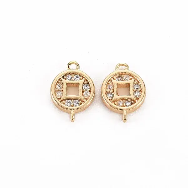 Brass Micro Pave Clear Cubic Zirconia Link Connectors