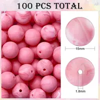 100Pcs Silicone Beads Round Rubber Bead 15MM Loose Spacer Beads for DIY Supplies Jewelry Keychain Making