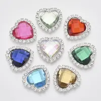 Shining Flat Back Faceted Heart Acrylic Rhinestone Cabochons