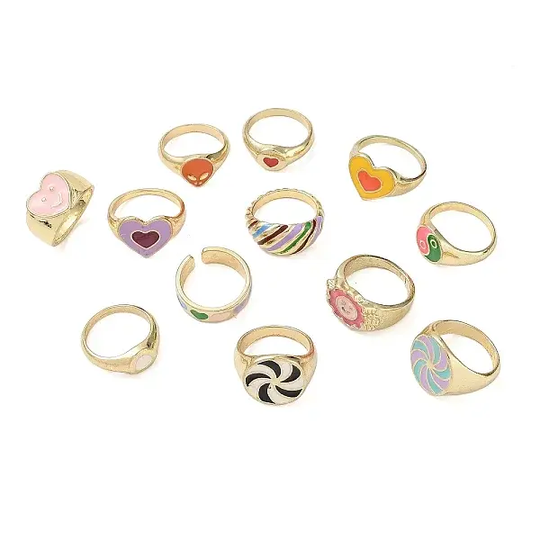 Mixed Style Alloy Enamel Finger Rings for Women