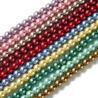 Eco-Friendly Dyed Glass Pearl Round Bead Strands