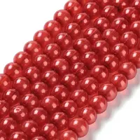 Baking Painted Pearlized Glass Pearl Round Bead Strands