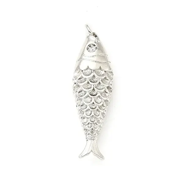 Rack Plating Brass Micro Pave Clear Cubic Zirconia Pendants