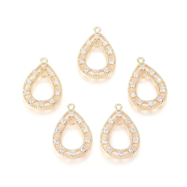 Brass Micro Pave Clear Cubic Zirconia Links connectors