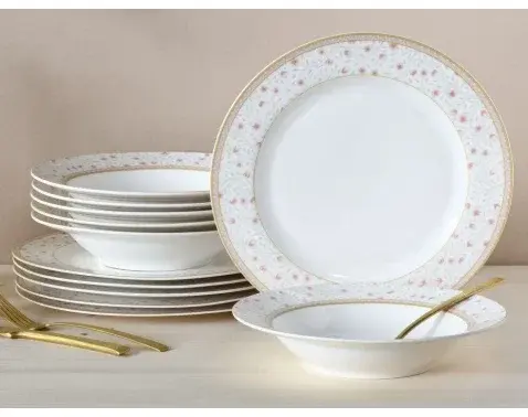 Jedálenský servis (12 dielov) Emilia, kvetinový vzor%