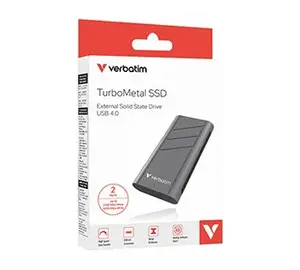 SSD Externí Verbatim TurboMetal SSD, 32022, 2000GB, Nero Backup, Stříbrná, obsahuje USB C, M.2, USB C