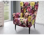 Kreslo ušiak Canto, látka s motívom farebných kvetov%