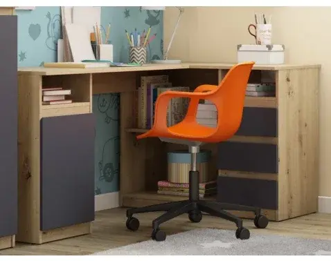 Rohový písací stôl Carlos, dub artisan/grafit%