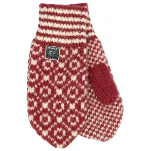 Devold SVALBARD WOOL MITTEN Vlnené palčiaky, červená, veľkosť