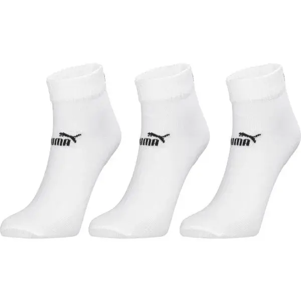 Puma ELEMENTS UNISEX PLAIN QUARTER 3P Unisex ponožky, biela, veľkosť 39-42