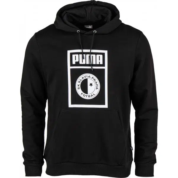 Puma SLAVIA PRAGUE GRAPHIC HOODY Pánska mikina, čierna, veľkosť