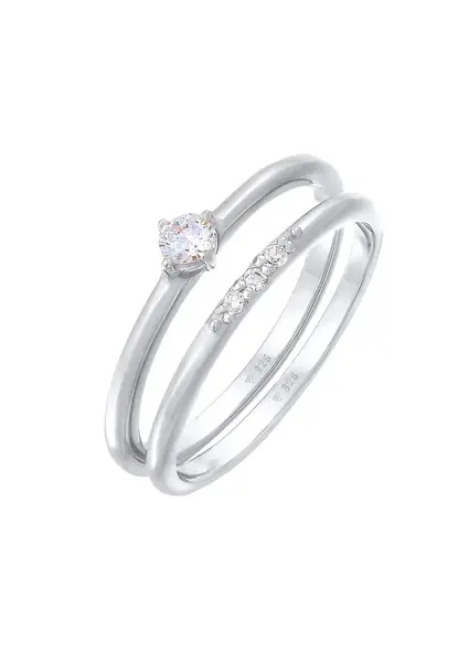 ELLI Prsteň  strieborná / priehľadná