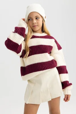 DEFACTO Girl's Crew Neck Sweater