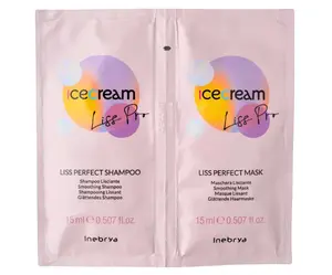 Šampon a maska pro nepoddajné a kudrnaté vlasy Inebrya Ice Cream Liss Pro - 2x15 ml