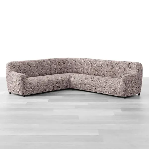 Bielastické potahy BRILLANTE hnědé rohová sedačka (š. 350 - 530 cm)