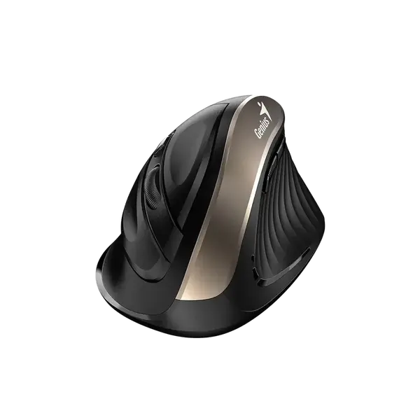 Genius Ergo 8250S /Bezdrátová/Vertikální/Optická/Pro praváky/1 600 DPI/USB/ černá-zlatá