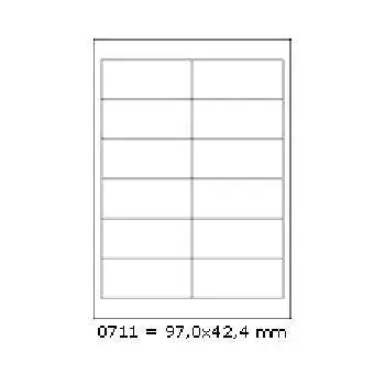 Samolepicí etikety 97 x 42,4 mm, 12 etiket, A4, 100 listů