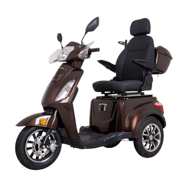 Elektrický tříkolový vozík inSPORTline Zorica Deluxe s elektromagnetickou brzdou hnědá