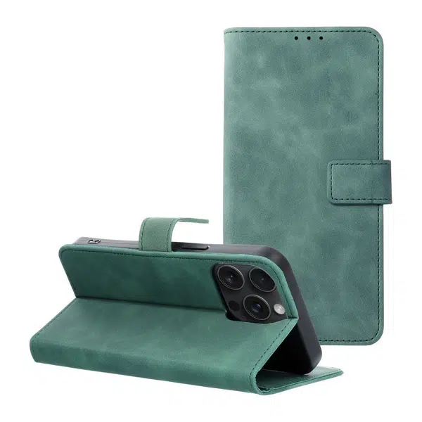 Flipové pouzdro TENDER Book pro Apple iPhone 15 Pro Max, zelená