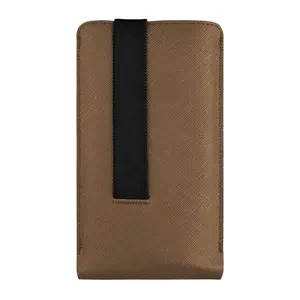 Univerzální pouzdro FIXED Lucca se zavíracím popruhem pro telefony do 6,6", kávová