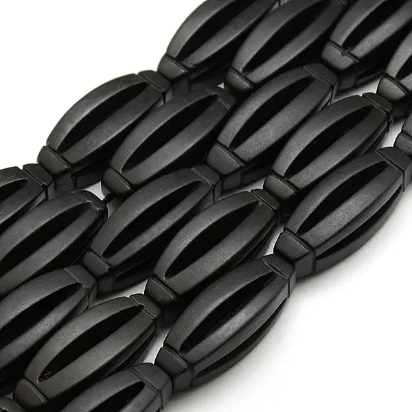 Natural Oval Black Stone Beads Strands