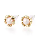 Brass & Natural Pearl Stud Earrings