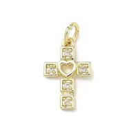 Brass Micro Pave Clear Cubic Zirconia Pendants