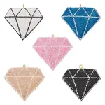 5Pcs 5 Colors Handmade Polymer Clay Rhinestone Big Pendants