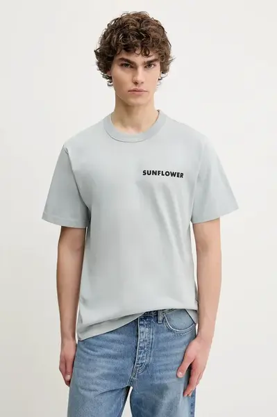 Bavlněné tričko Sunflower modrá barva, s potiskem, 2013