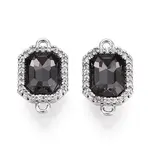 Brass Micro Pave Clear Cubic Zirconia and Glass Connector Charms