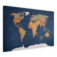 artgeist MALBA NA PLÁTNĚ, mapa světa, 90/60/1,2 cm