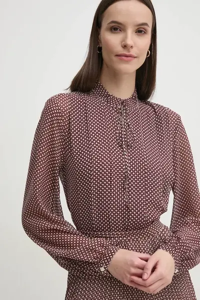 Halenka Tommy Hilfiger dámská, vínová barva, vzorovaná, WW0WW44047