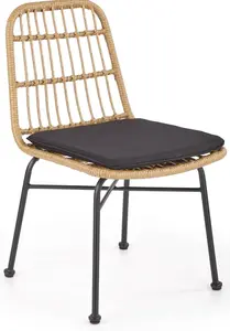 HALMAR Židle K401 přírodní/černá, polyratan a kov