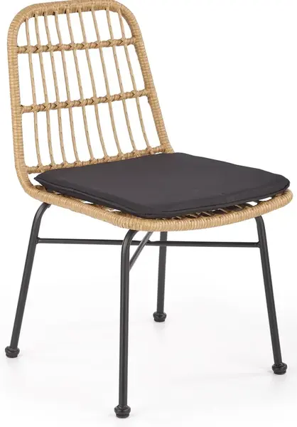 HALMAR Židle K401 přírodní/černá, polyratan a kov