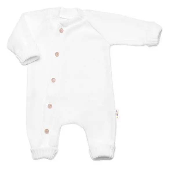Baby Nellys Pletený overálek s knoflíčky zapínání bokem, Hand Made, bílý