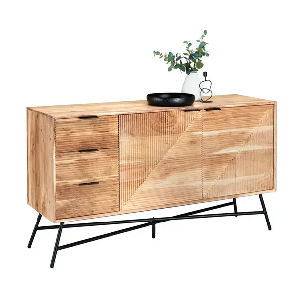 Ambia Home ŠIROKÁ KOMODA, akácie, černá, barvy akácie, 145/80/45 cm