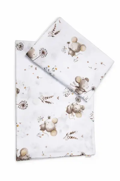 Baby Nellys Povlečení do postýlky, 2D sada -  Malá myška, 135x100