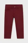 Dětské bavlněné kalhoty Mayoral slim fit basic vínová barva, hladké, 563