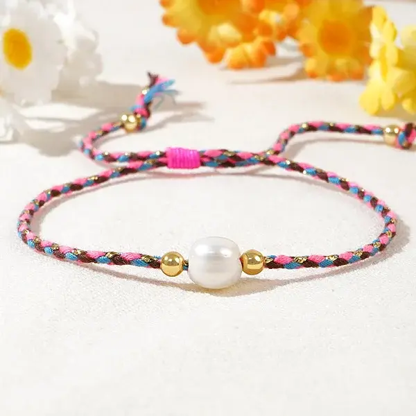 Natural Freshwater Pearl Bead Braided Bead Bracelets