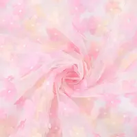 Embroidered Flower Polyester Mesh Fabric