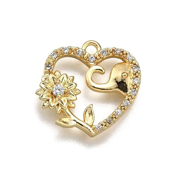 Brass Micro Pave Clear Cubic Zirconia Pendants